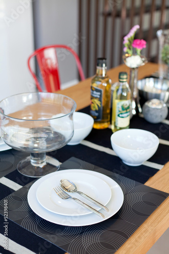 dinner table wineglass, plate