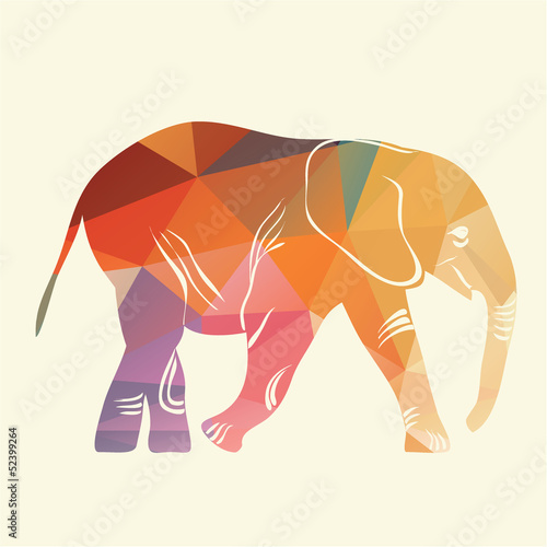 Cartoon elephant. The silhouette of the elephant collected from