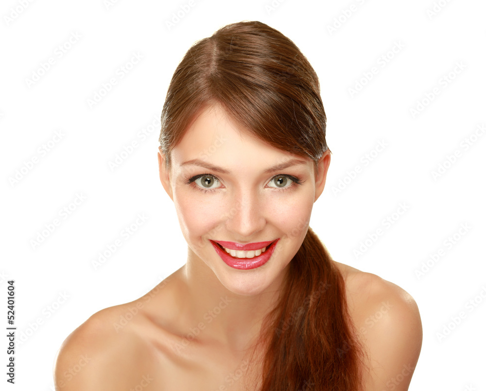 A beautiful woman, portrait isolated on white background A beautiful woman, portrait isolated on white background