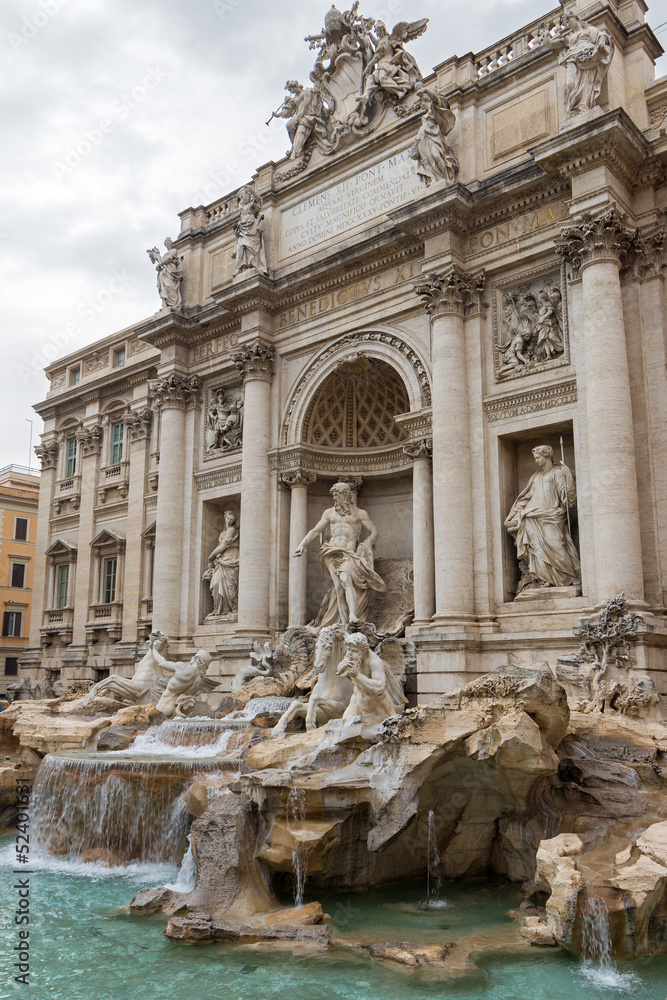 Trevi Fountain, the famous tourist attraction in Rome, Italy