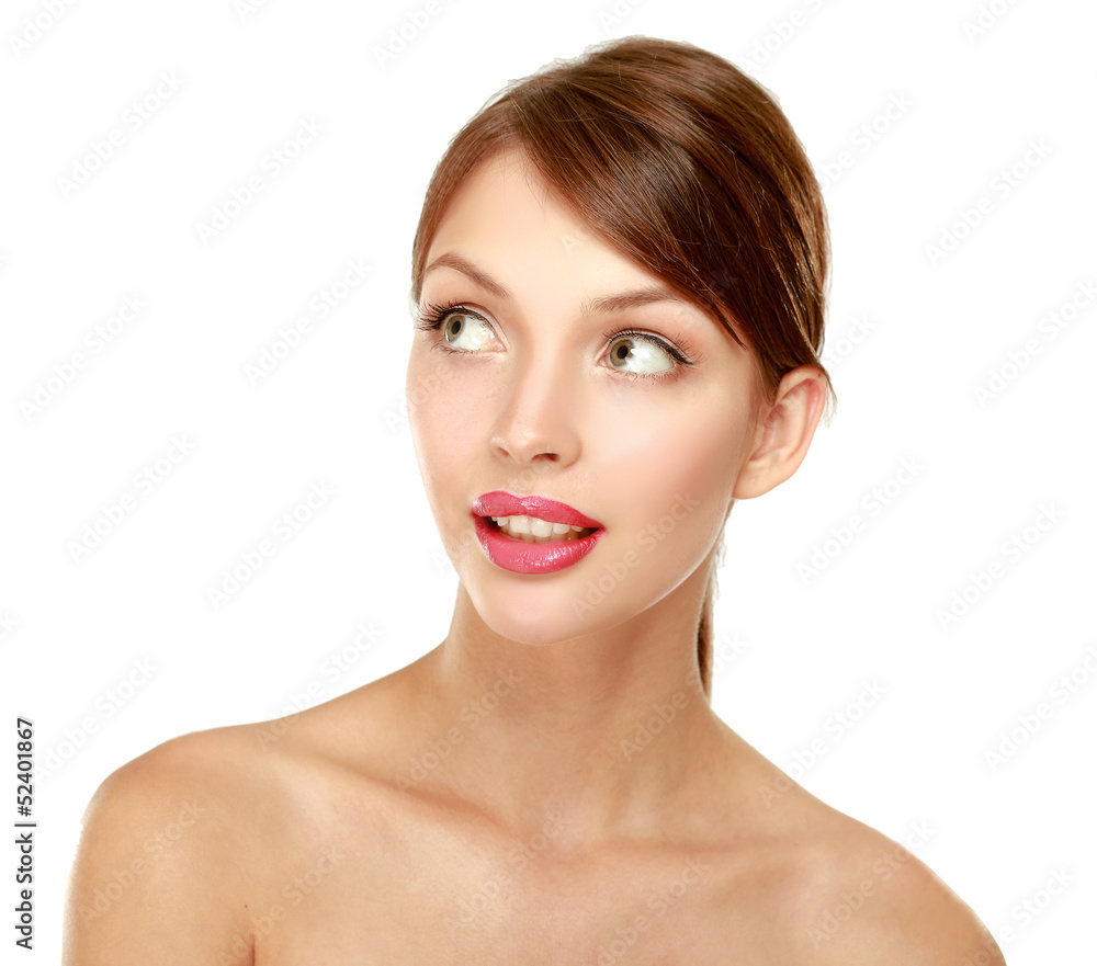 A beautiful woman, portrait isolated on white background A beautiful woman, portrait isolated on white background
