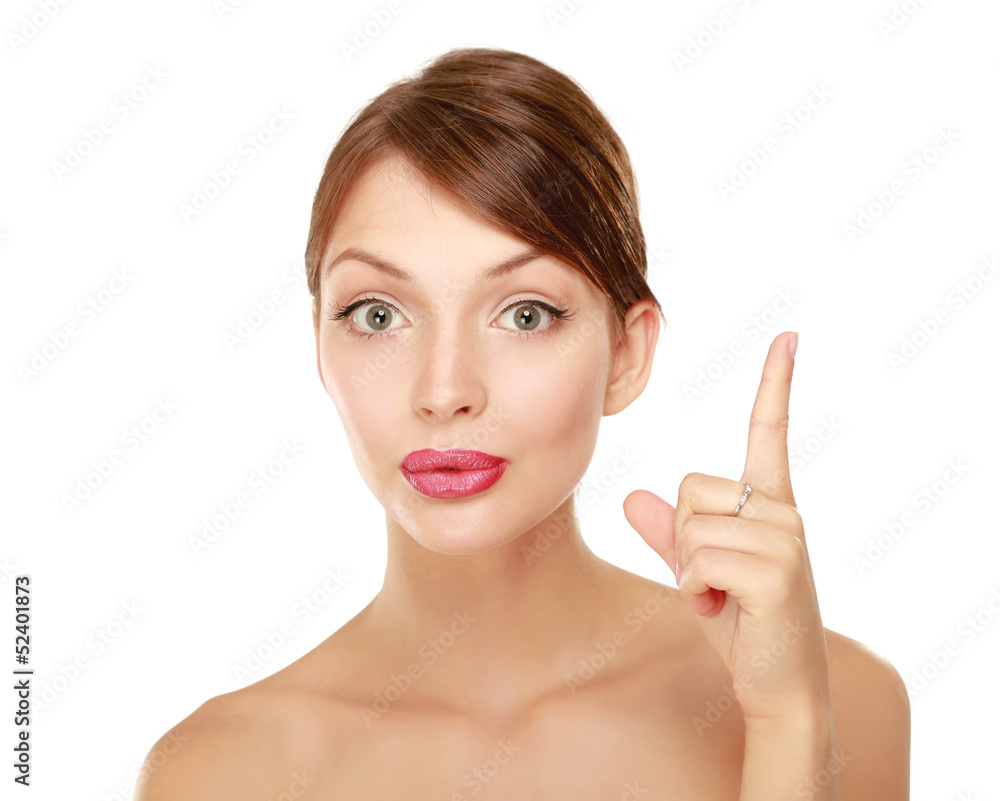 Closeup of an emotional young woman showing up Closeup of an emotional young woman showing up
