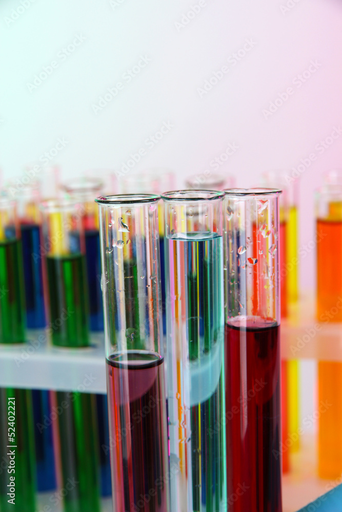 Colorful test tubes close-up Colorful test tubes close-up