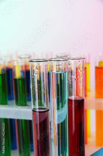 Colorful test tubes close-up