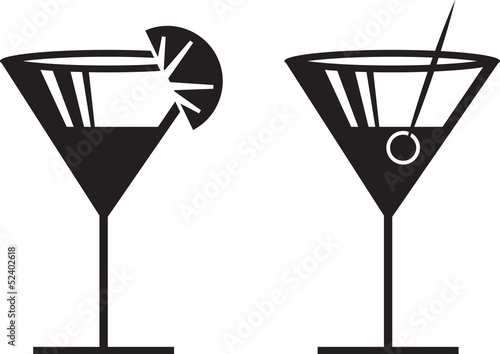 Margarita or Martini silhouettes with garnish