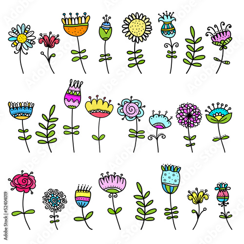 Fototapeta Naklejka Na Ścianę i Meble -  Sketch of floral elements for your design