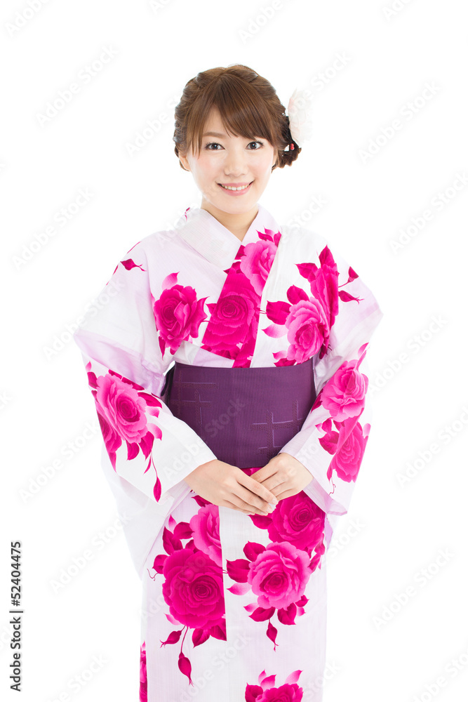 Beautiful young woman wearing japanese traditional kimono Beautiful young woman wearing japanese traditional kimono