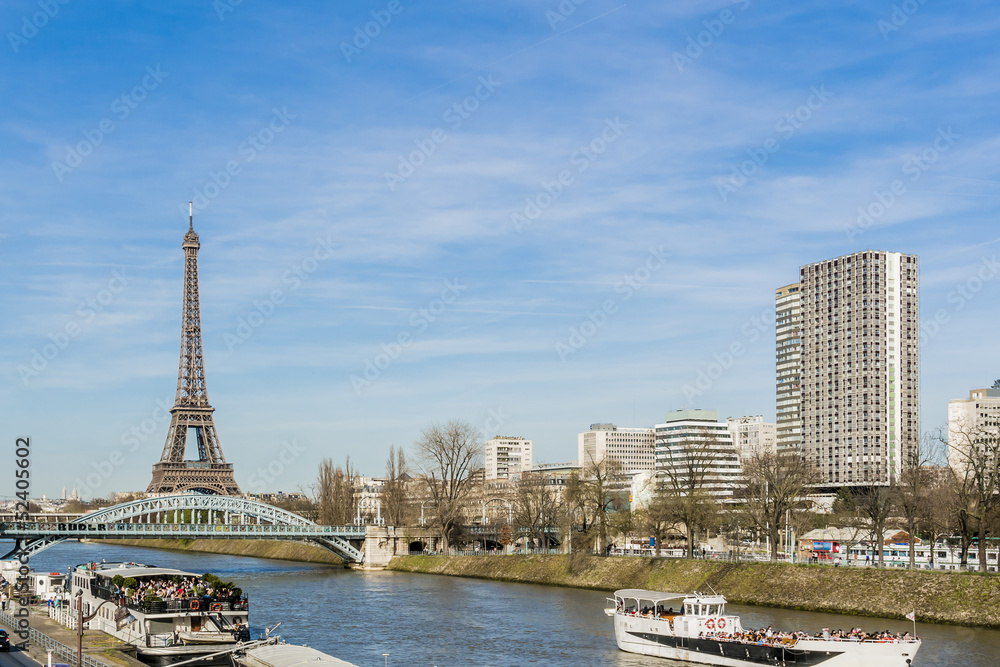 View of embankment of river Seine. Paris, France, Europe