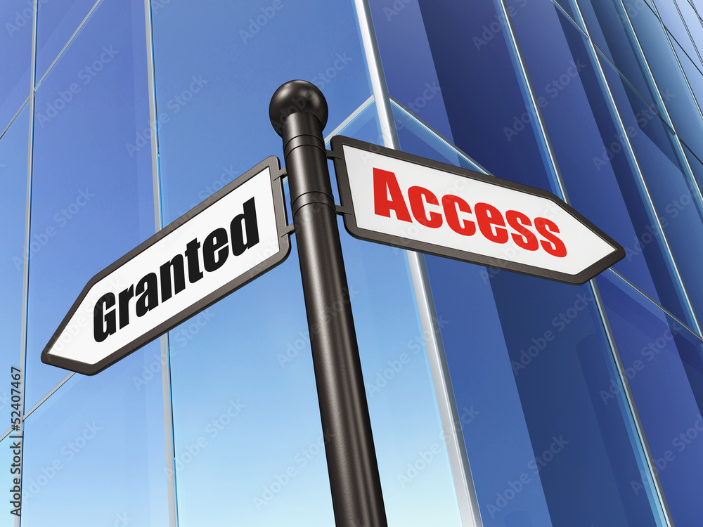 Protection concept: Access Granted on Building background