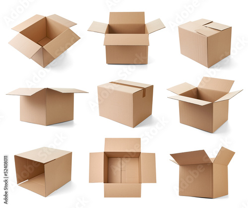 Fotografiet cardboard box package moving transportation delivery