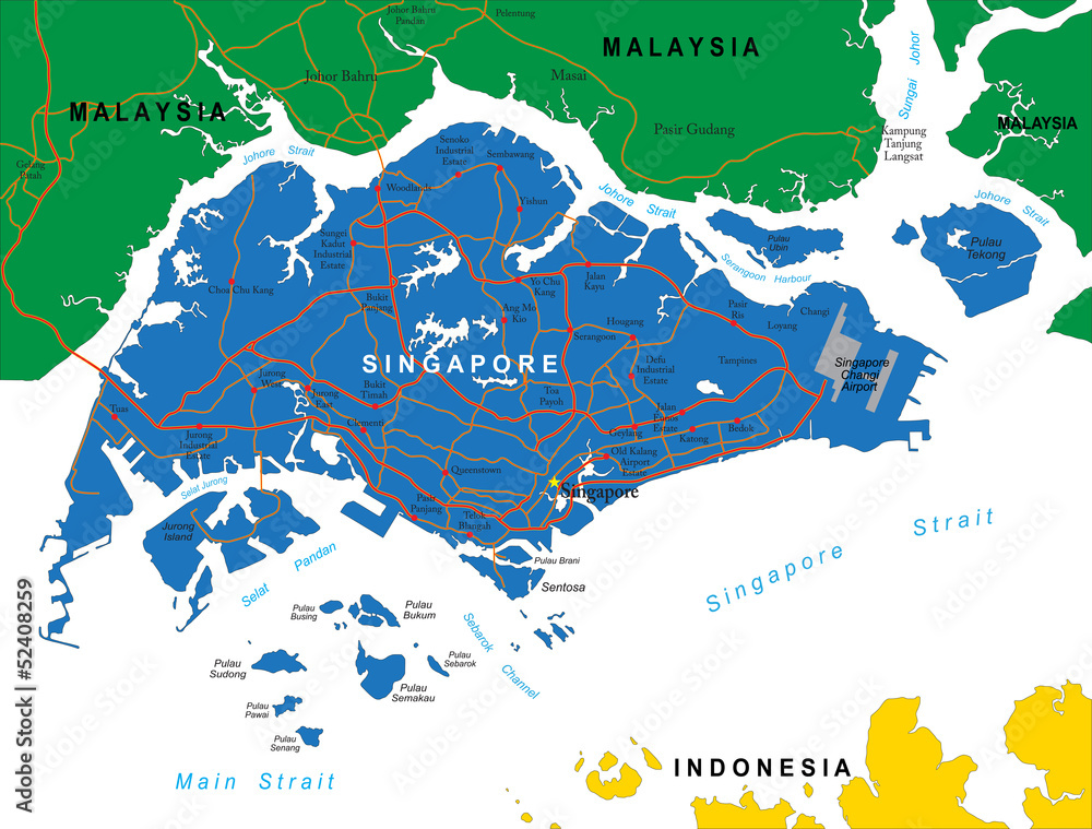 Fototapeta premium Singapore map