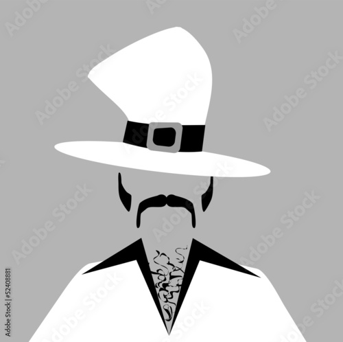 man with hairy chest wearing funky top hat