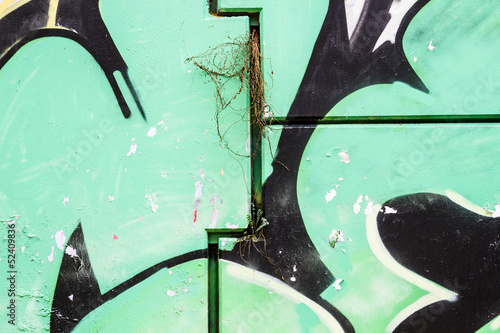 Letter, colorful graffiti, abstract grunge grafiti background ov