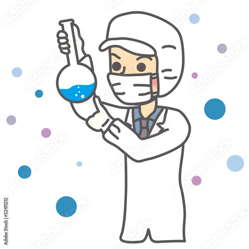 化学実験をしている白衣の研究者