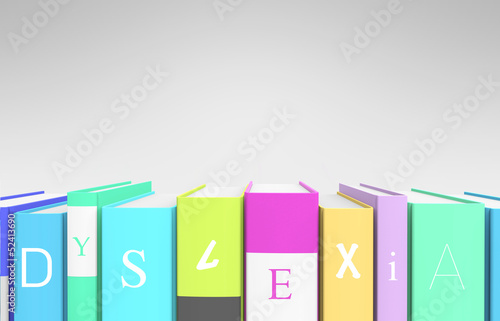 Colorful books that spells out 