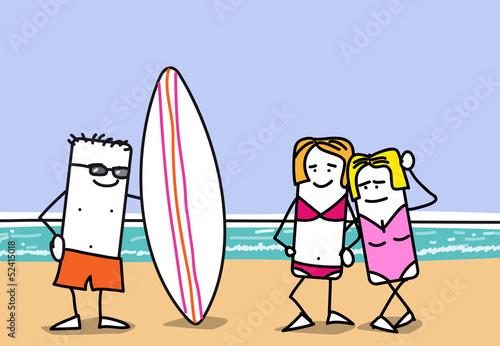 Personnages à la plage - vacances