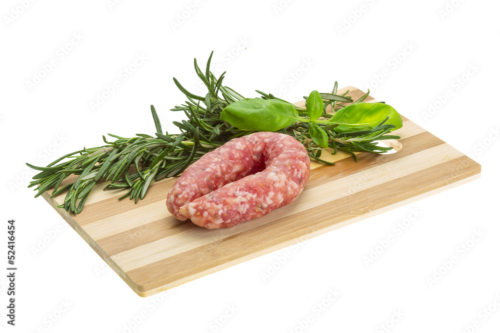 Salami with rosemary, basil