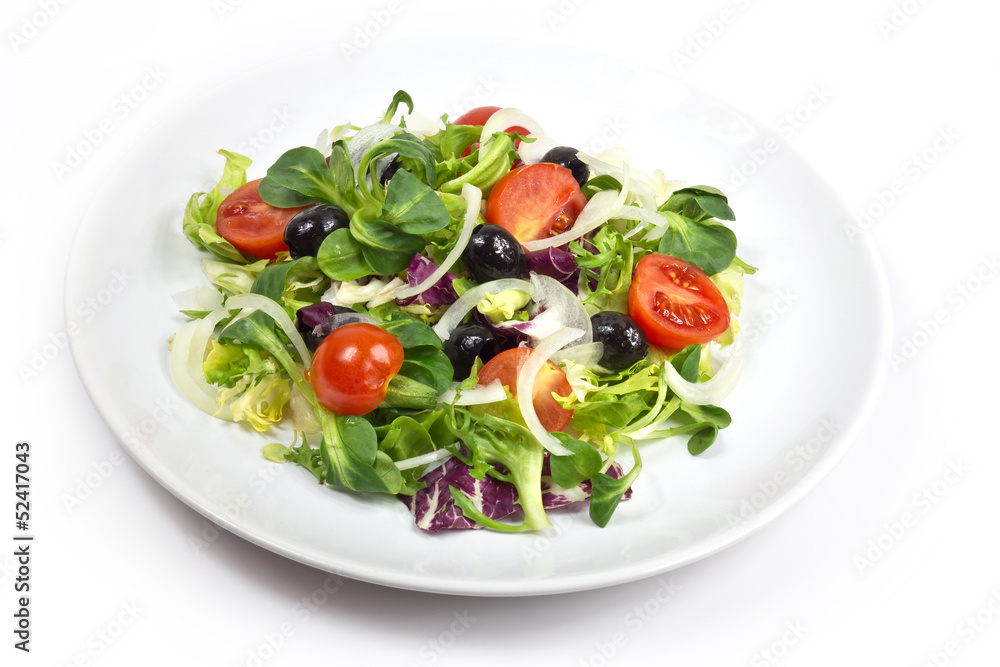 fresh salad on white