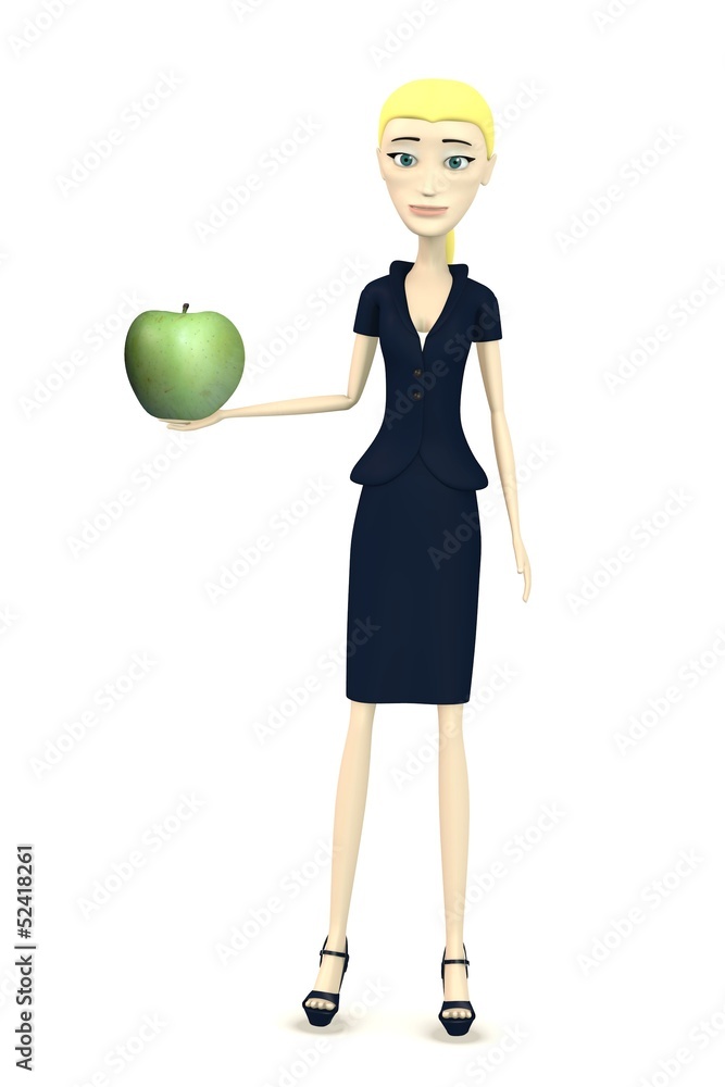3d render of cartoon character with apple