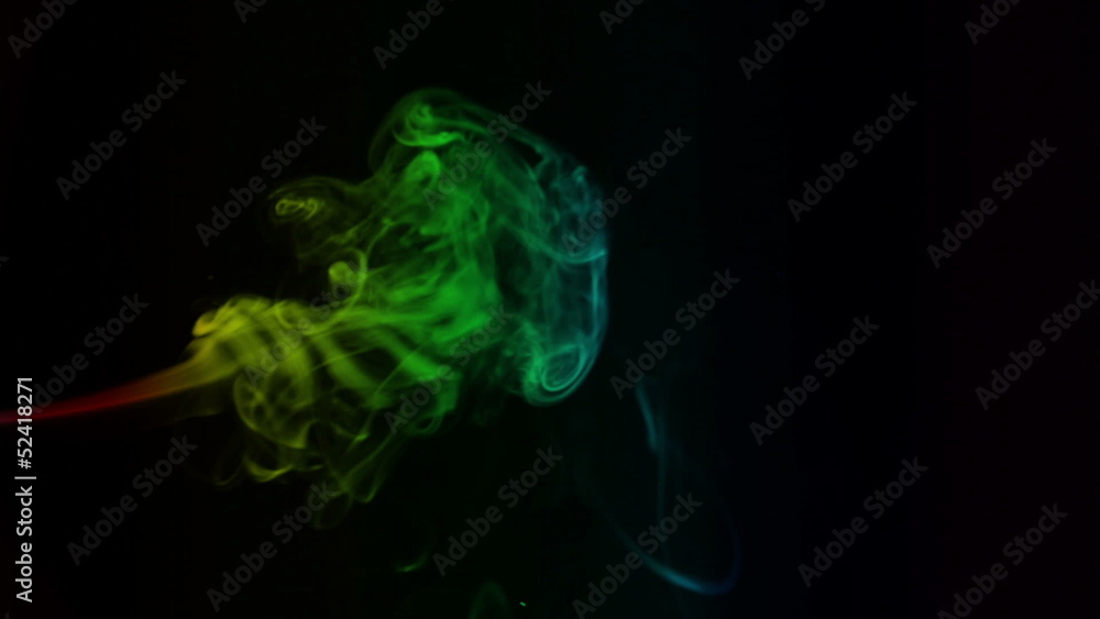 HD colored smoke curves, black background HD colored smoke curves, black background