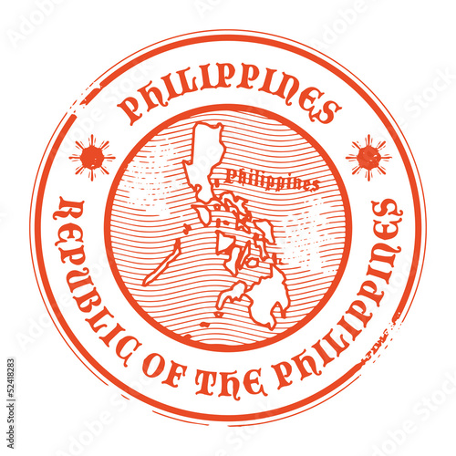 Grunge rubber stamp with the name and map of Philippines, vector