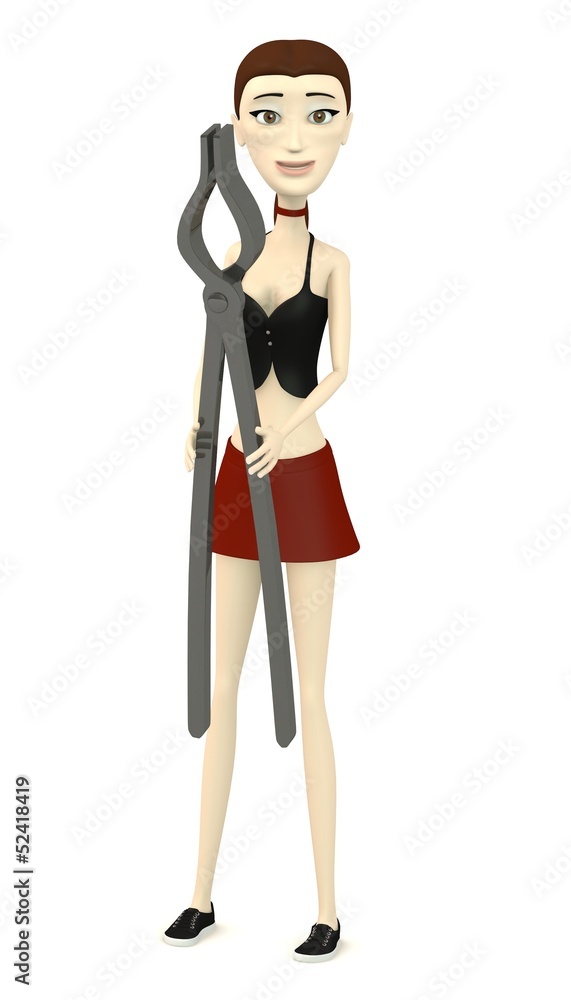 3d render of cartoon character with blacksmith pliers 3d render of cartoon character with blacksmith pliers