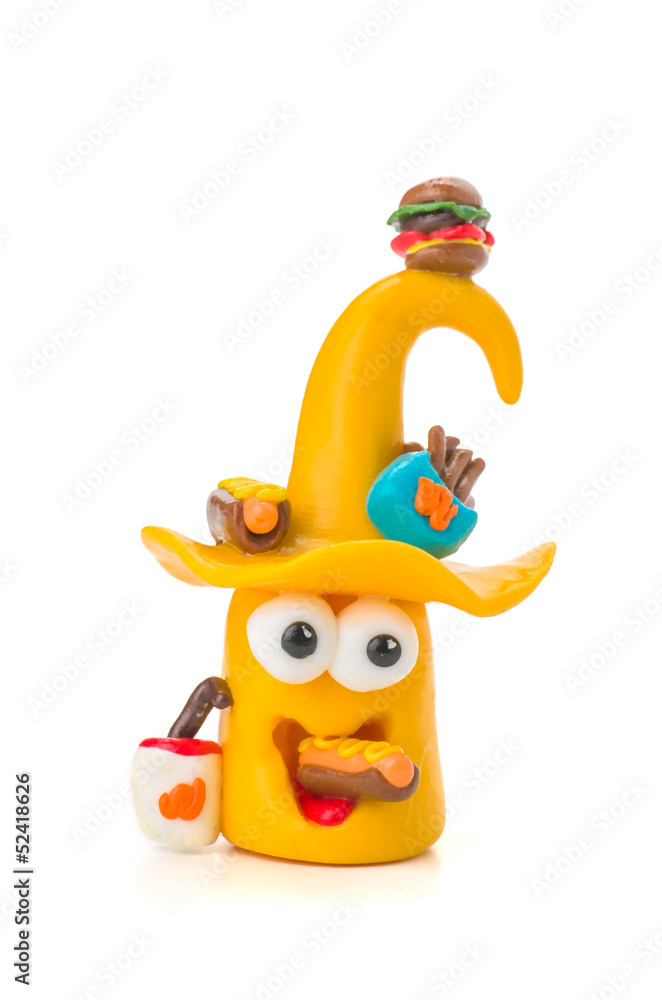 Handgemachte Knetfigur mit Fast Food Handgemachte Knetfigur mit Fast Food