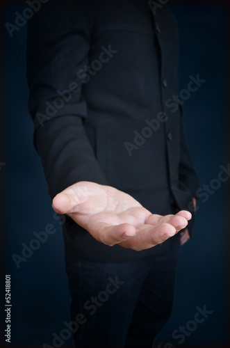 an empty hand of a businessman