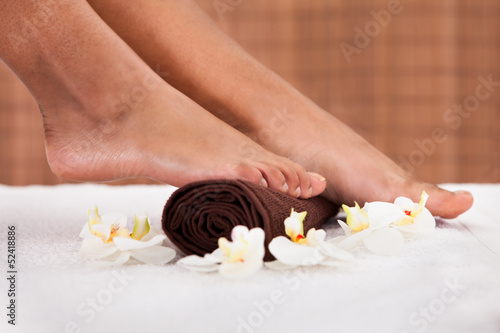 Close-up Of Foot Getting Spa Treatment
