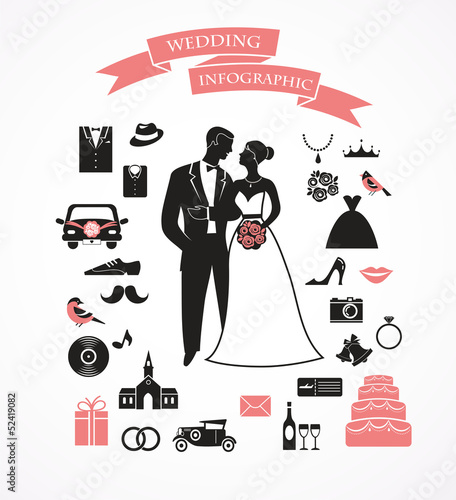 wedding vector set with graphic elements