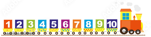 Train with numbers and the orange engine