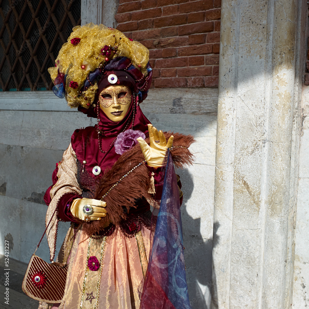 Venetian costume attends Carnival of Venice.