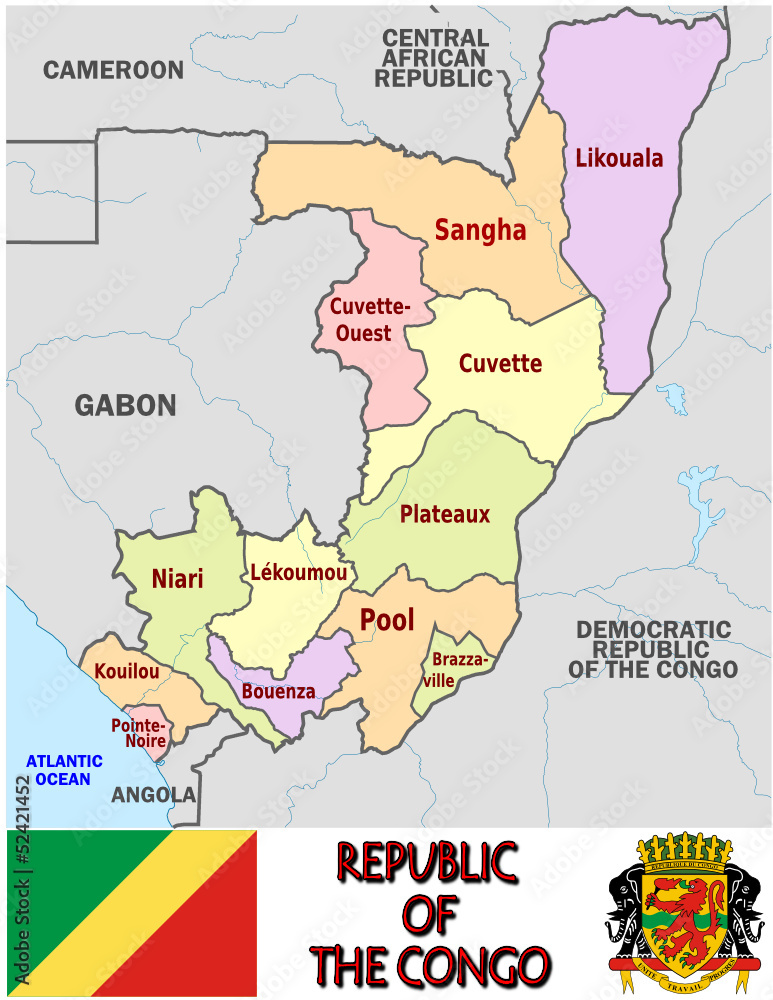 Congo Africa emblem map  administrative divisions