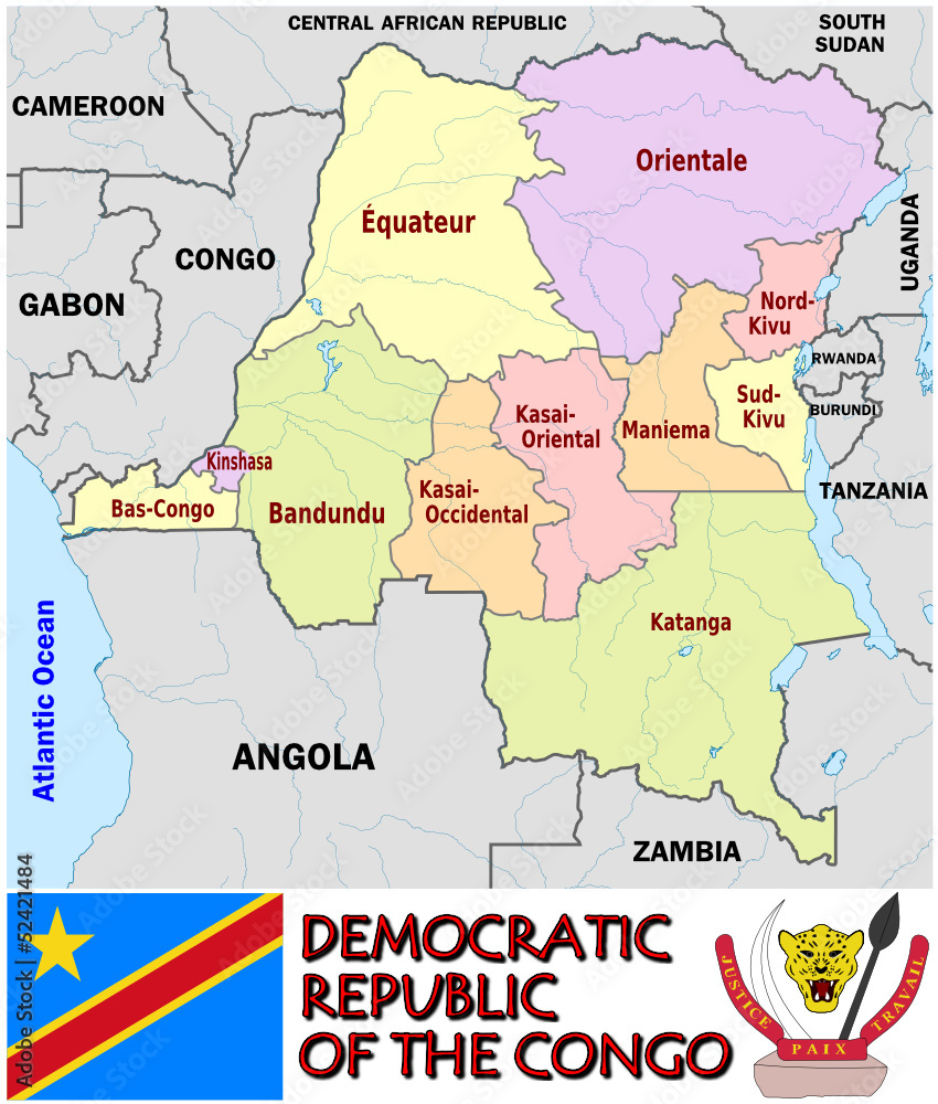 Democratic Congo Africa  map  administrative divisions