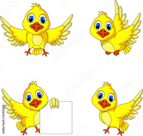 cute yellow bird cartoon collection