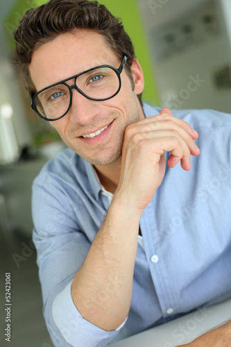 Modern guy with eyeglasses on