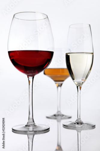 wine glasses on white background