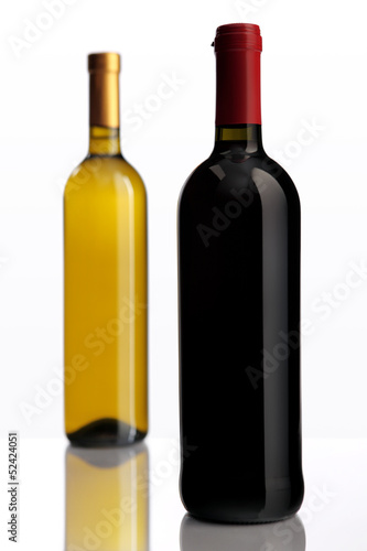 bottles of white and red wine