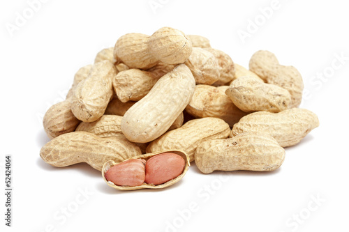 a pile of peanut on white 