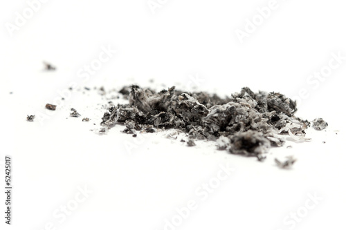 cigarette ash on white photo