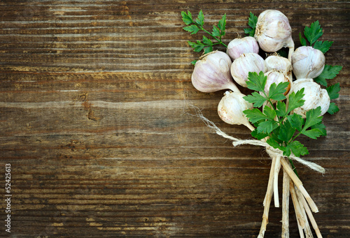 Bunch of garlic and parsley