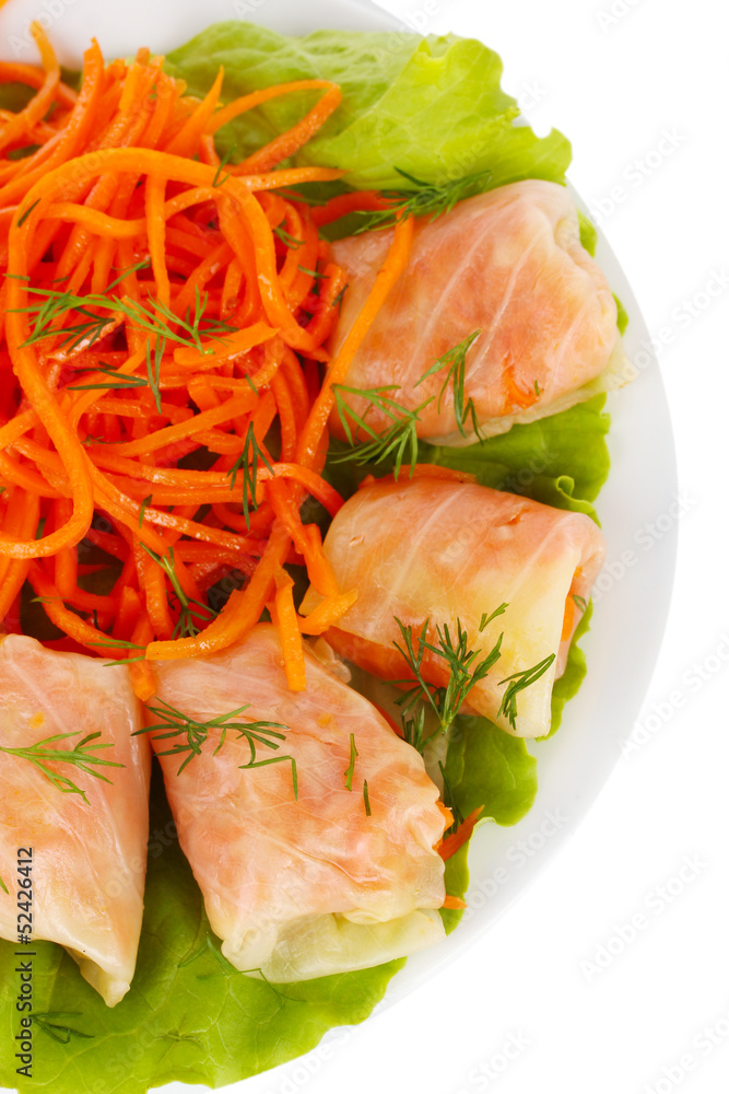 Stuffed cabbage rolls isolated on white Stuffed cabbage rolls isolated on white