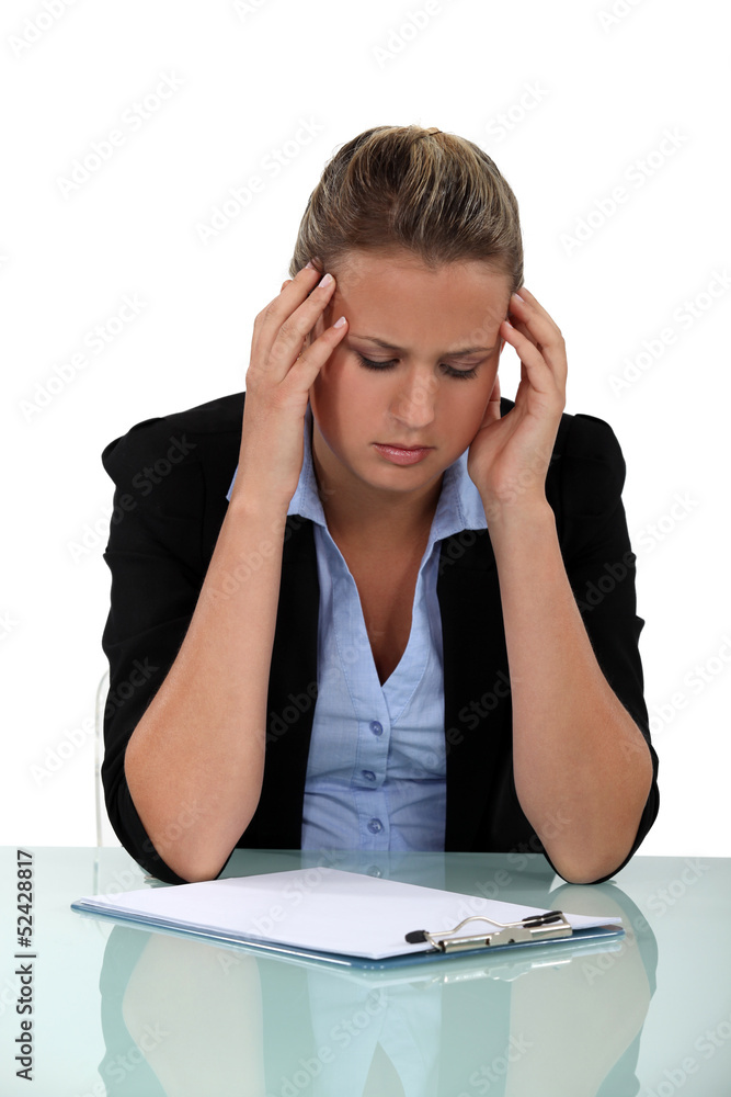 office worker suffering from headache office worker suffering from headache