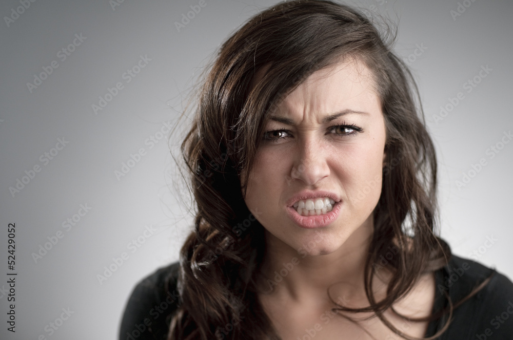 Angry Young Caucasian Woman Portrait Angry Young Caucasian Woman Portrait