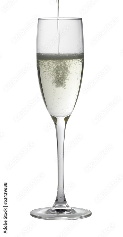 champagne glass while filling champagne glass while filling
