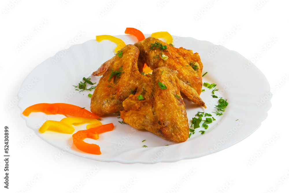 ham food roast dish chicken isolated on white background ham food roast dish chicken isolated on white background