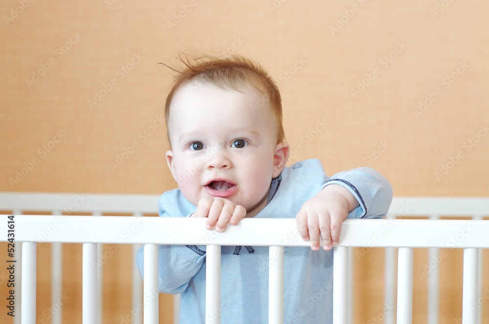nice baby in white bed nice baby in white bed