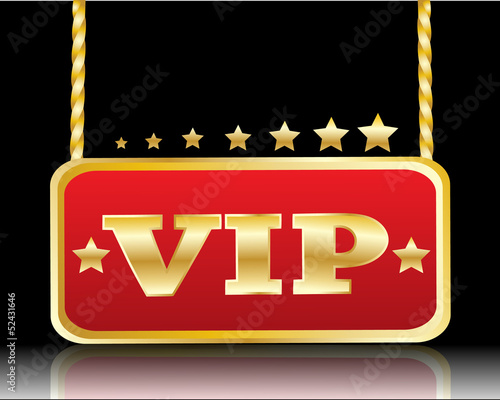 red plate with the image of stars and the words VIP