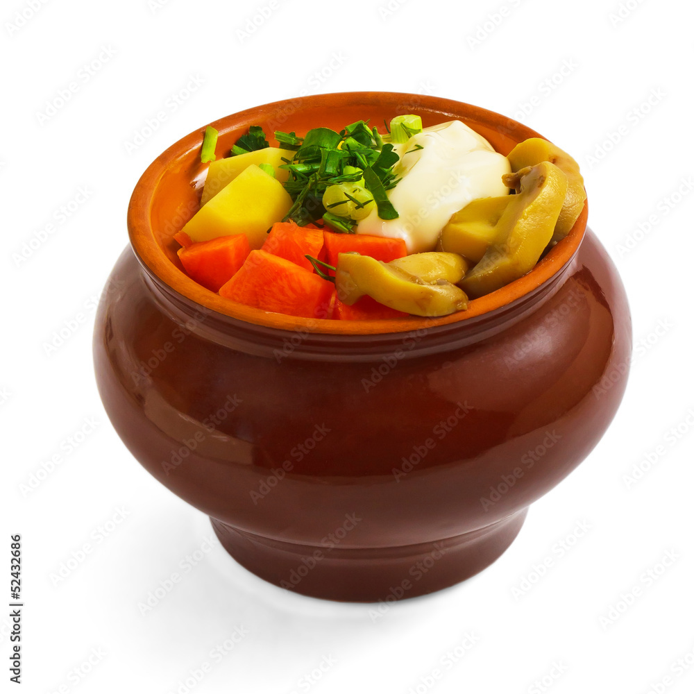 potatoes pot mushrooms food carrot isolated on white ba potatoes pot mushrooms food carrot isolated on white ba