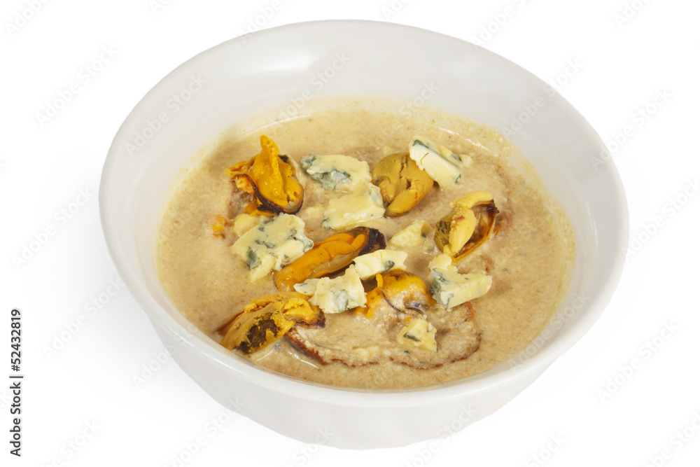 soup cheese mushrooms food isolated on white background soup cheese mushrooms food isolated on white background